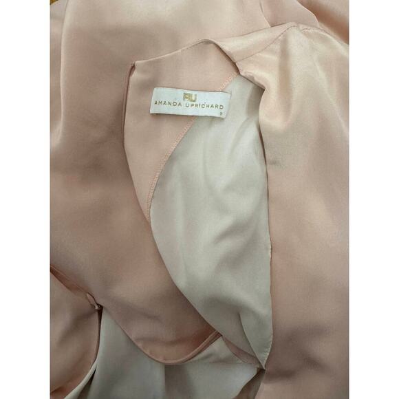 Amanda Uprichard Crystal Silk Mini Dress in Dusty Rose Small Long Sleeve Lined - Picture 7 of 8